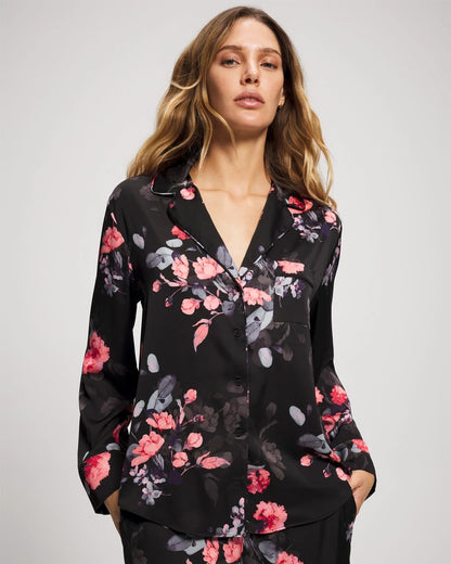 Soma Long Sleeve Notch Collar Pajama Top
