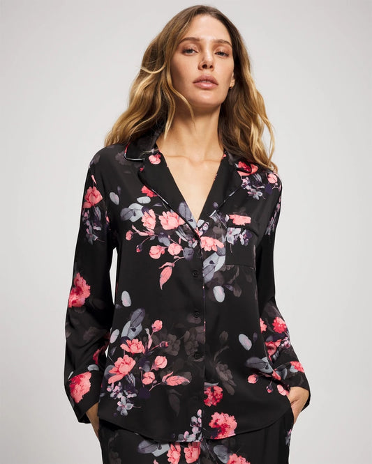 Soma Long Sleeve Notch Collar Pajama Top