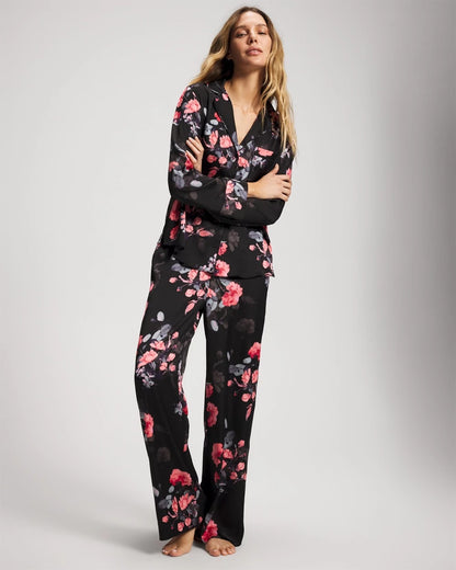 Soma Long Sleeve Notch Collar Pajama Top