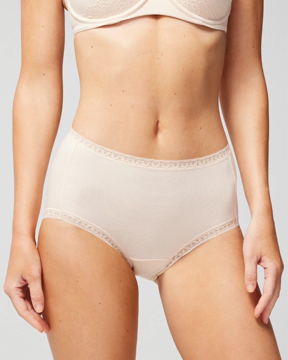 Soma Cotton Brief Panty with Lace Trim