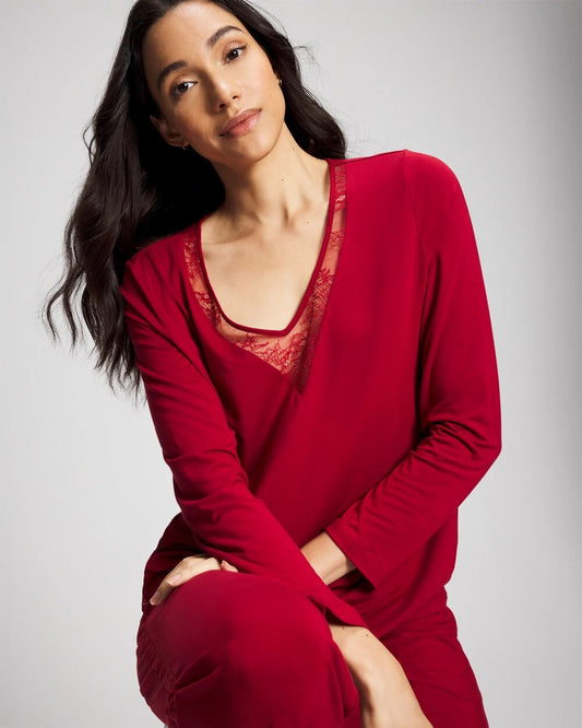 Soma Lace Long Sleeve Pajama Top