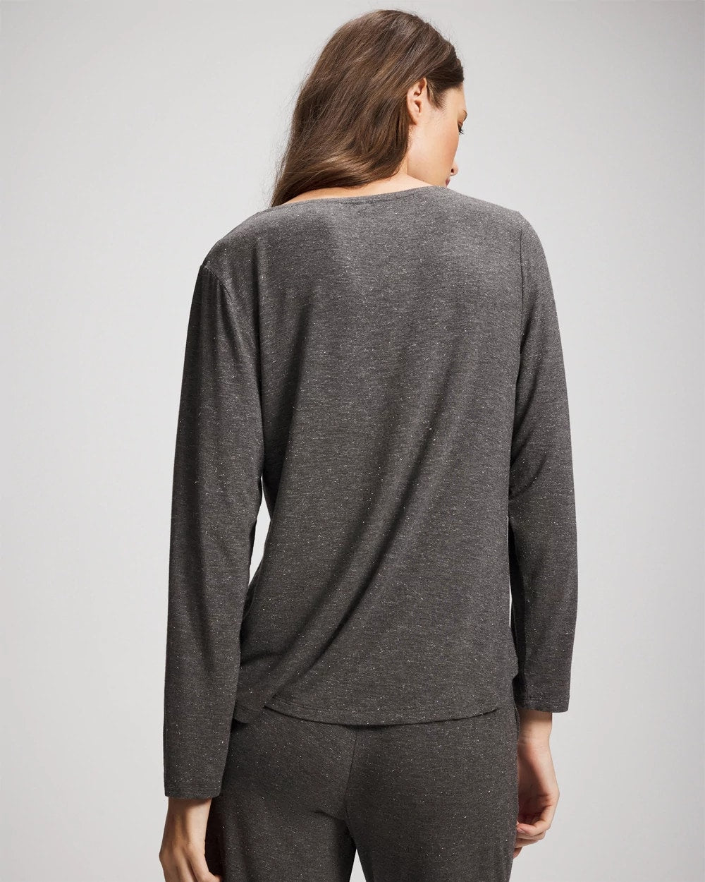 Soma Lace Trim Long Sleeve Pajama Top