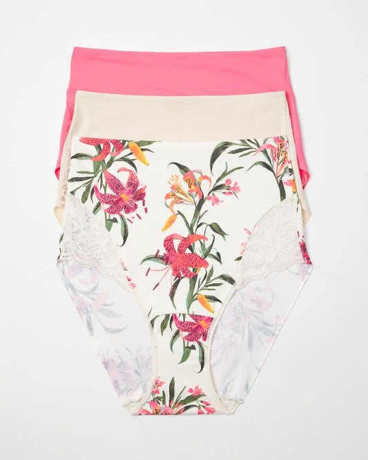 Soma Tummy High-Waist Brief Panty with Lace 3 Pack