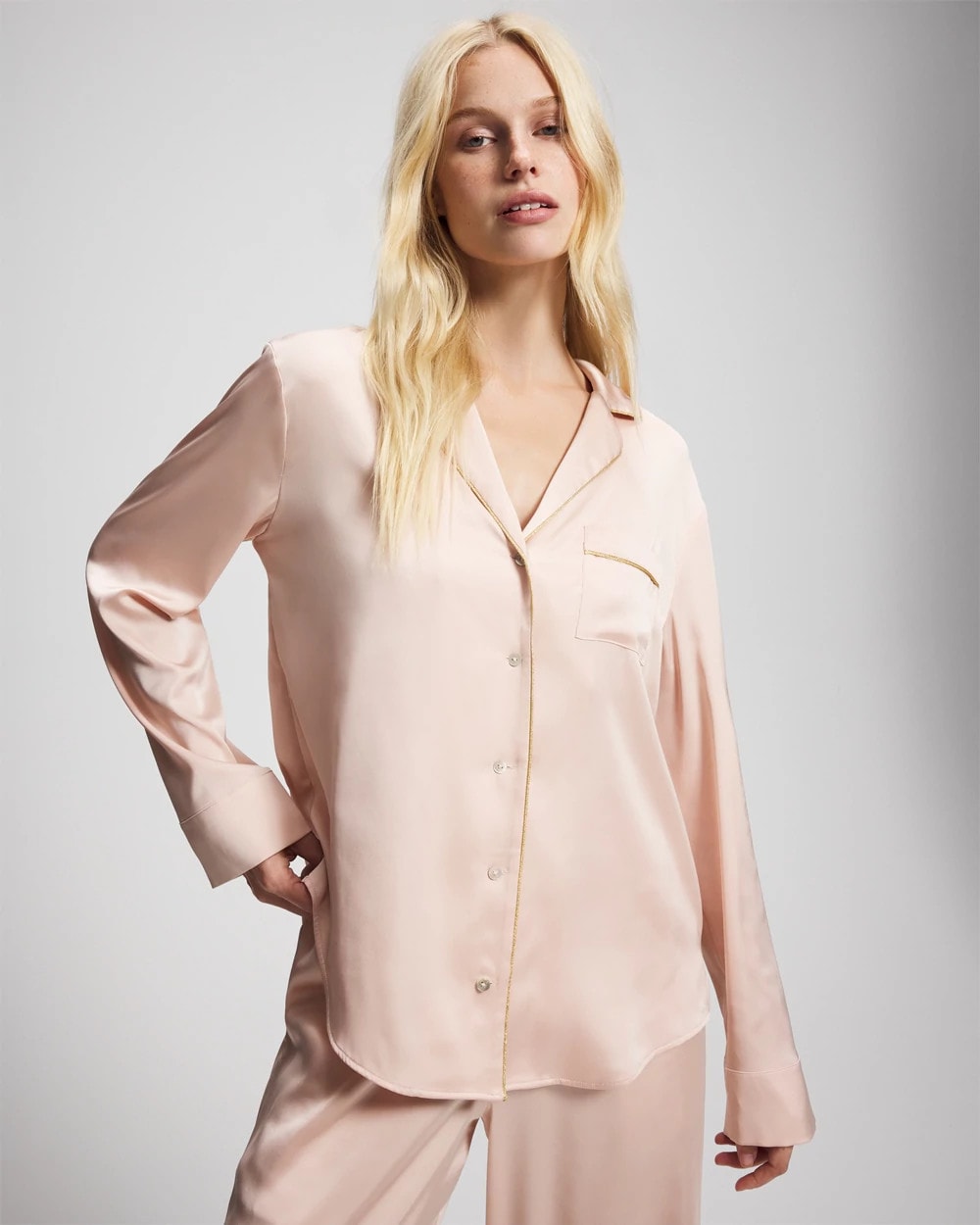 Soma Long Sleeve Notch Collar Pajama Top
