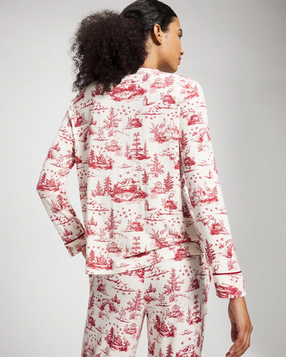 Soma Piped Long-Sleeve Notch Pajama Top
