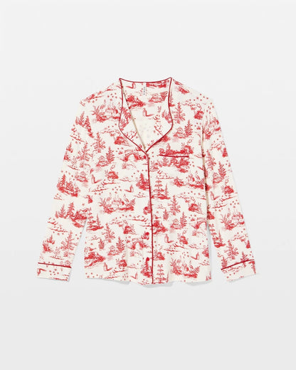 Soma Piped Long-Sleeve Notch Pajama Top