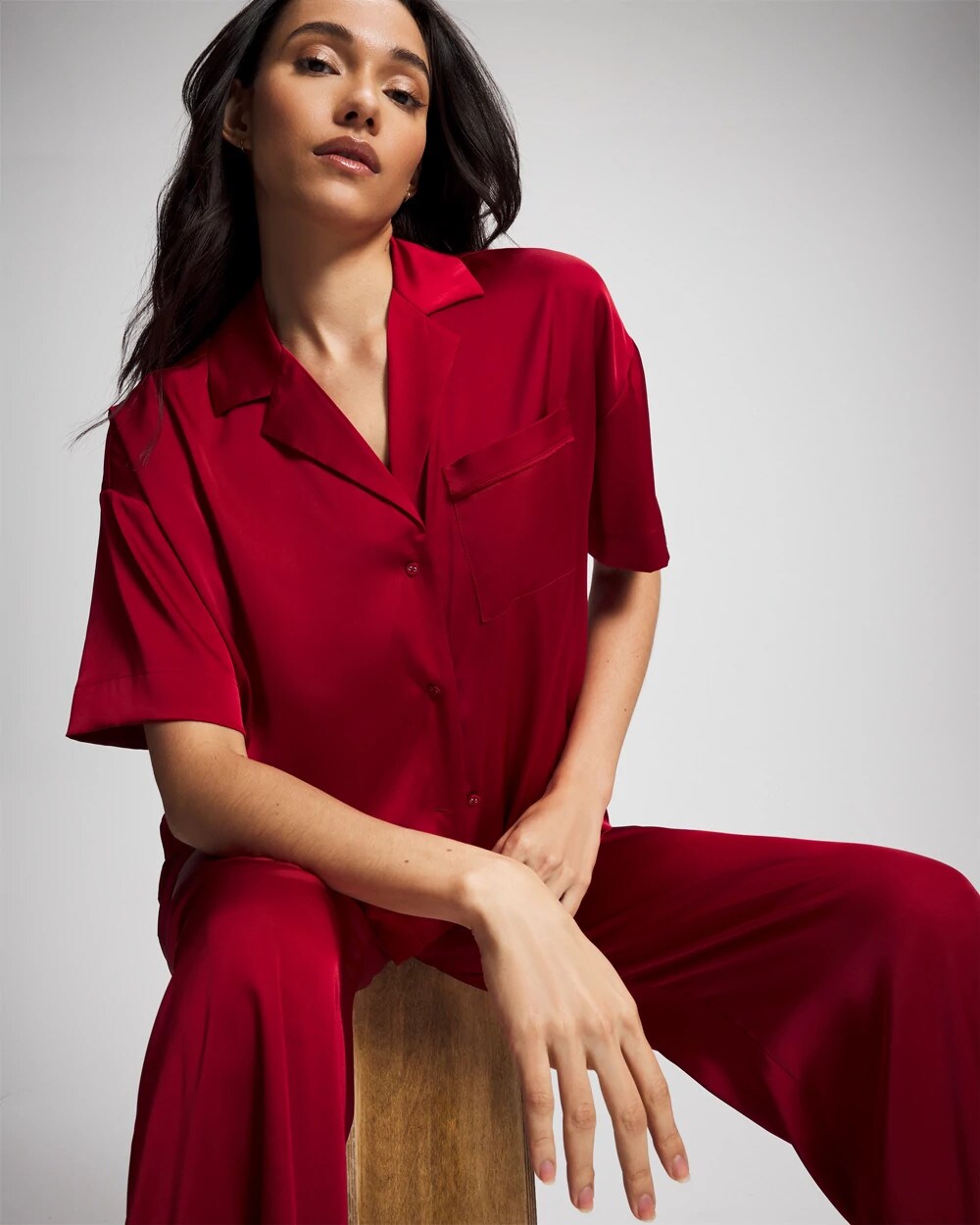 Soma Short Sleeve Notch Collar Pajama Top