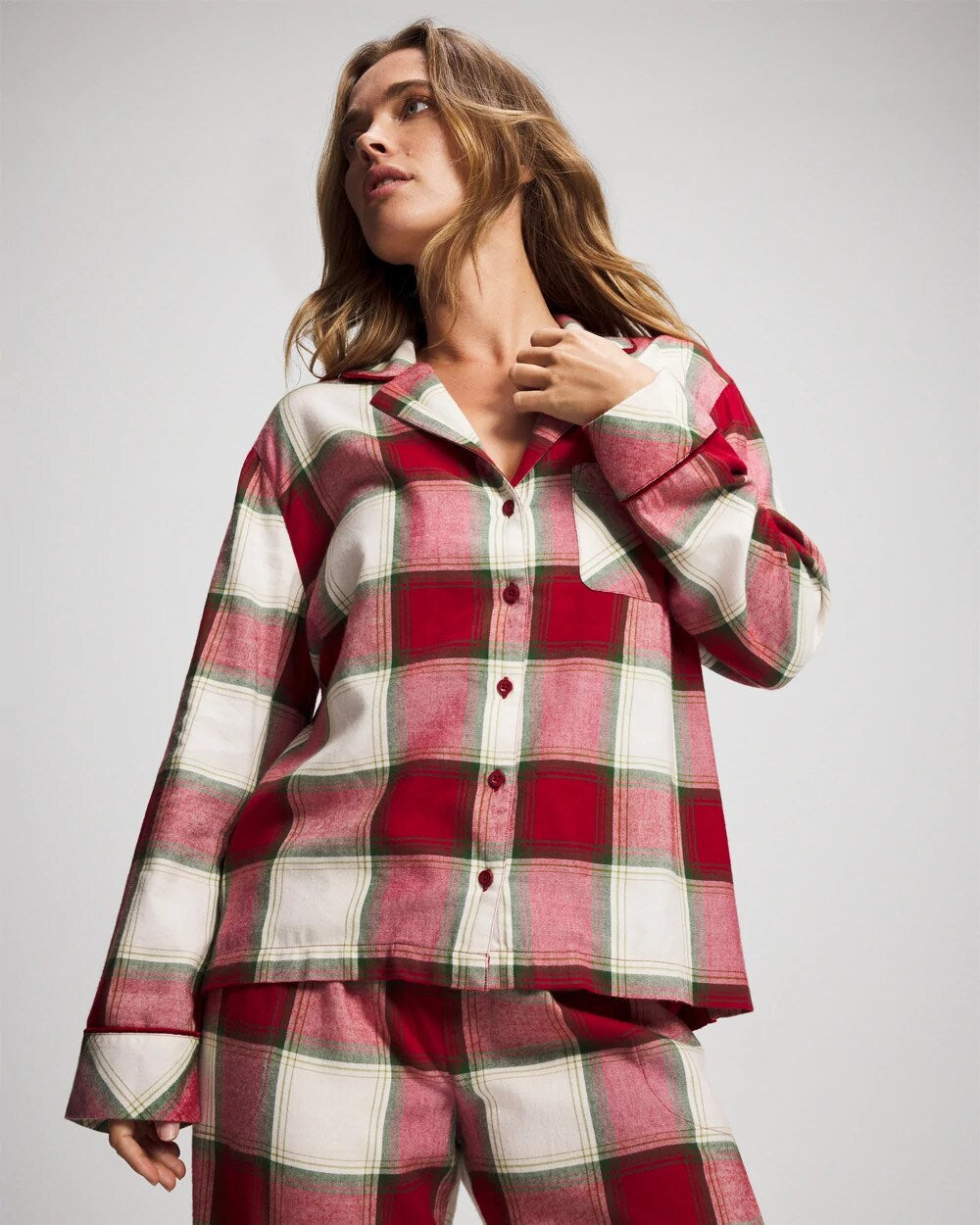 Soma Long-Sleeve Notch Collar Pajama Top