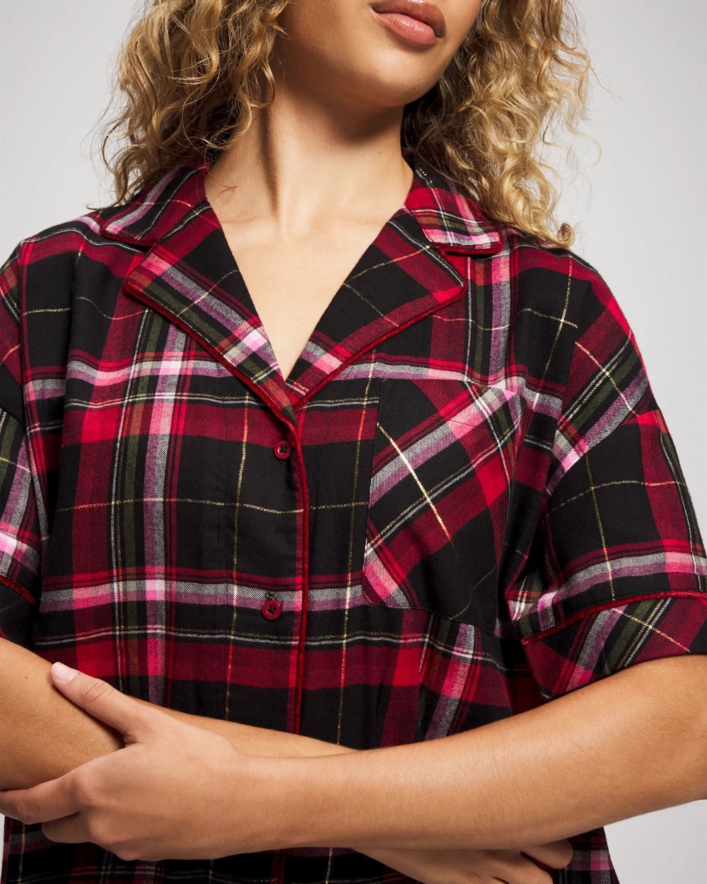 Soma Short Sleeve Notch Collar Pajama Top