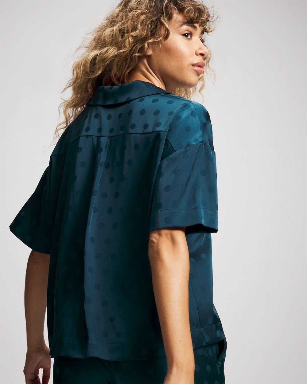 Soma Jacquard Dot Relaxed Notch Collar Pajama Top