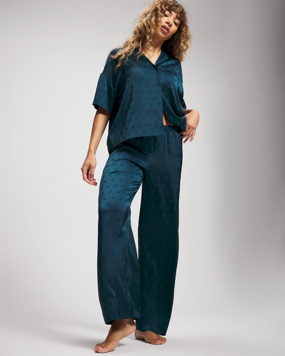 Soma Jacquard Dot Satin Relaxed Pant