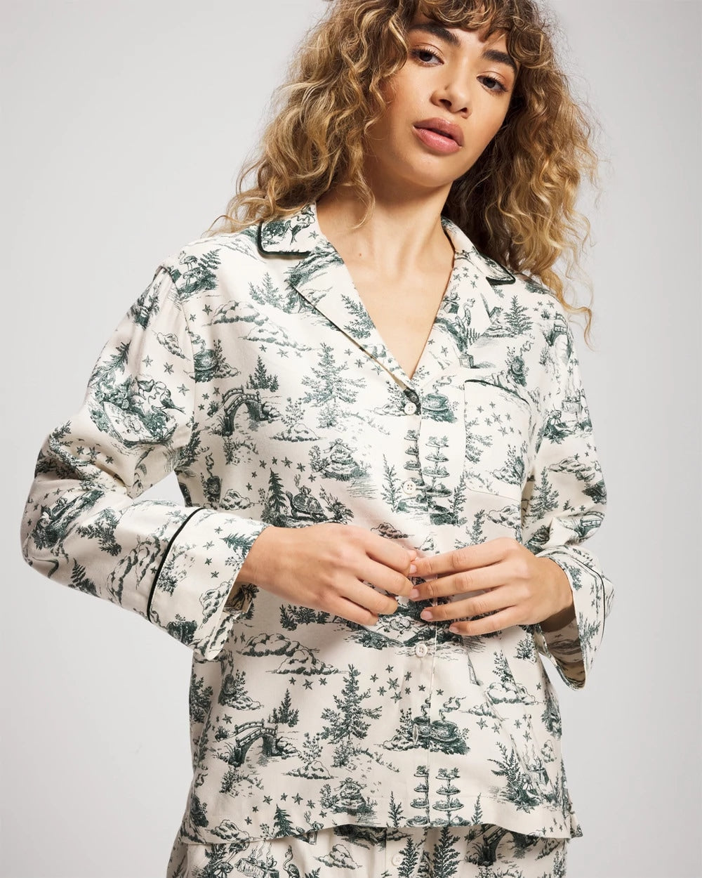 Soma Long-Sleeve Notch Collar Pajama Top
