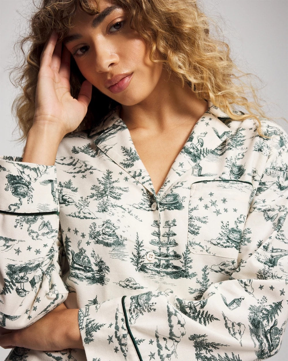 Soma Long-Sleeve Notch Collar Pajama Top