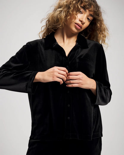 Soma Velvet Long Sleeve Notch Collar Pajama Top