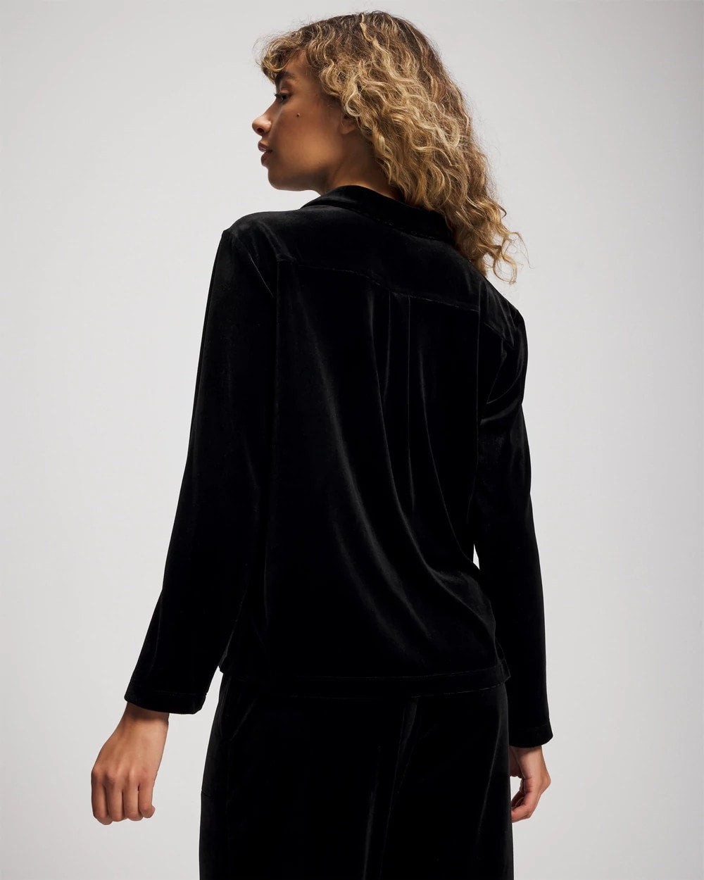 Soma Velvet Long Sleeve Notch Collar Pajama Top