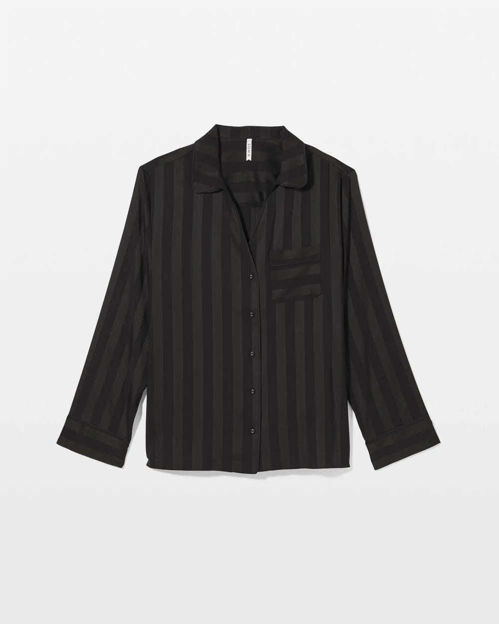 Soma Shadow Stripe Long Sleeve Pajama Notch Collar Top