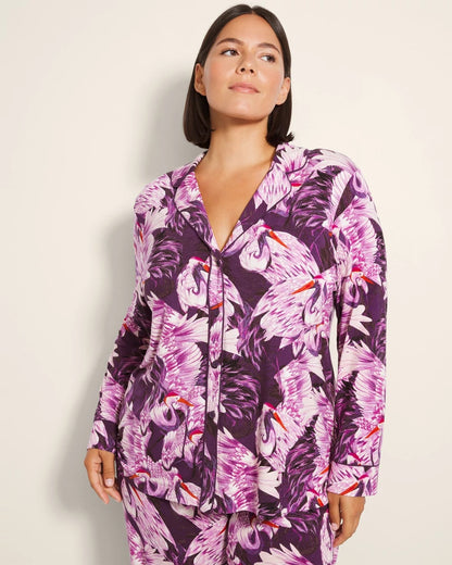 Soma Long-Sleeve Printed Notch Collar Pajama Top