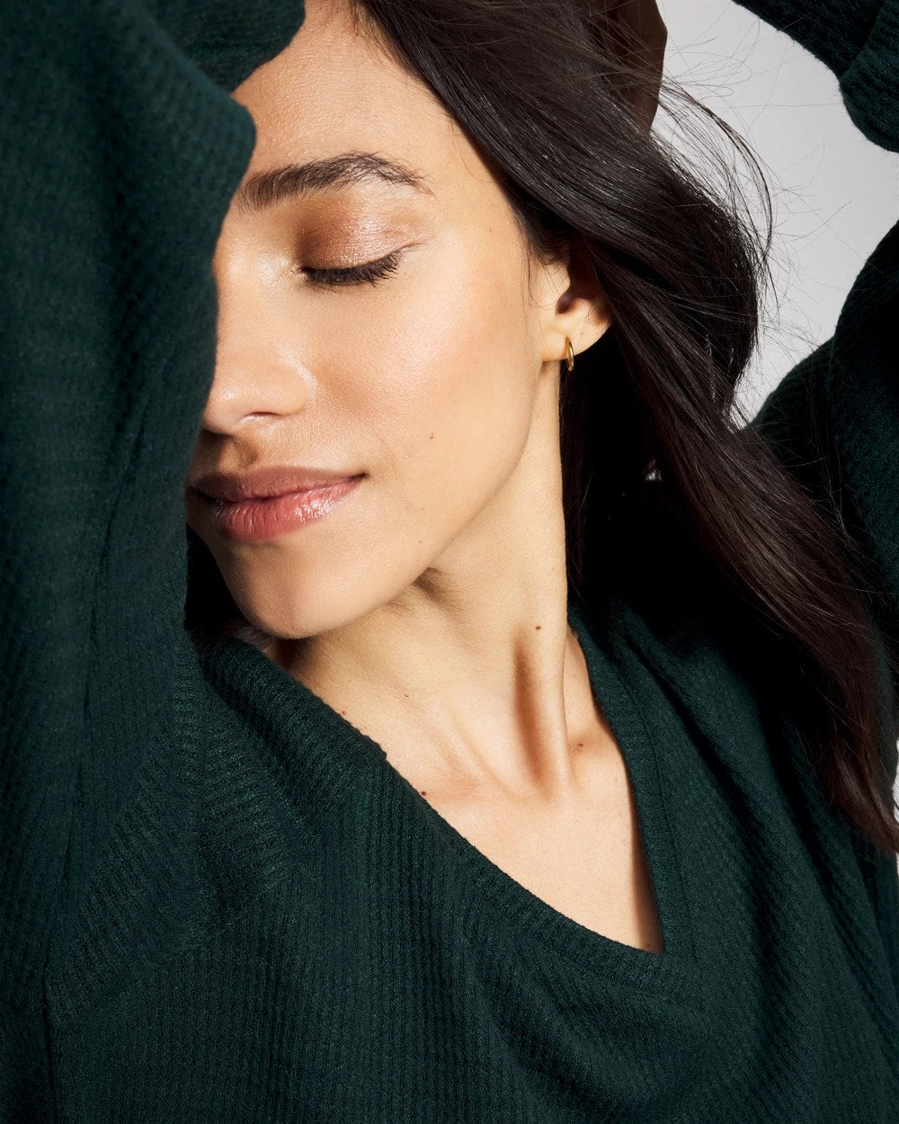Soma Cozy Waffle Long Sleeve V-Neck Pajama Top