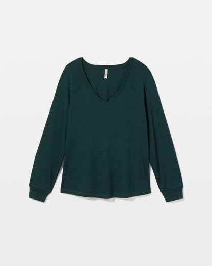 Soma Cozy Waffle Long Sleeve V-Neck Pajama Top