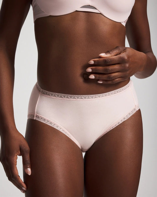 Soma Cotton High-Leg Brief Panty with Lace Trim