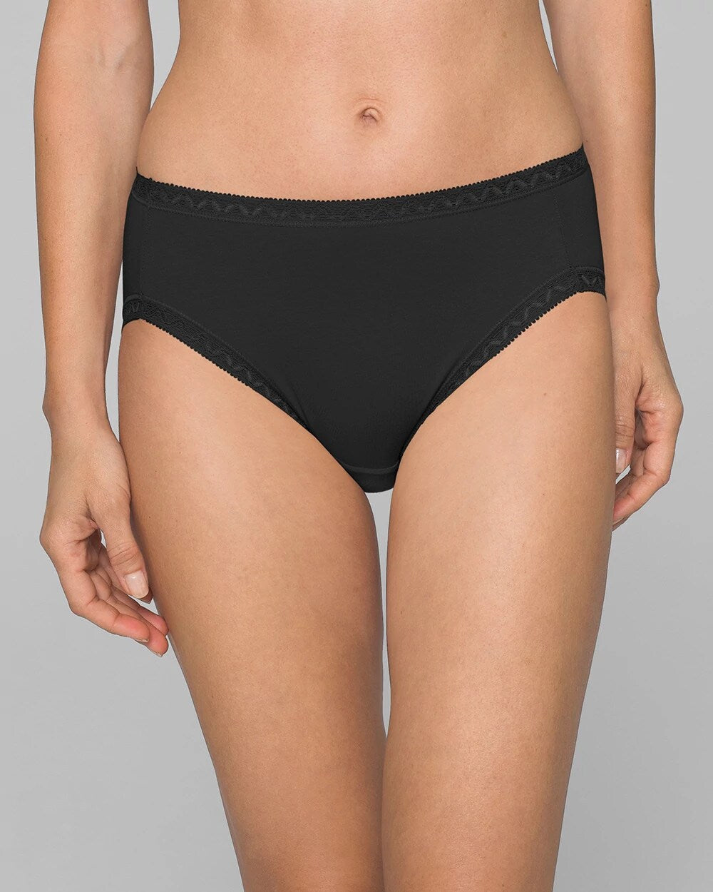 Soma Cotton High-Leg Brief Panty with Lace Trim