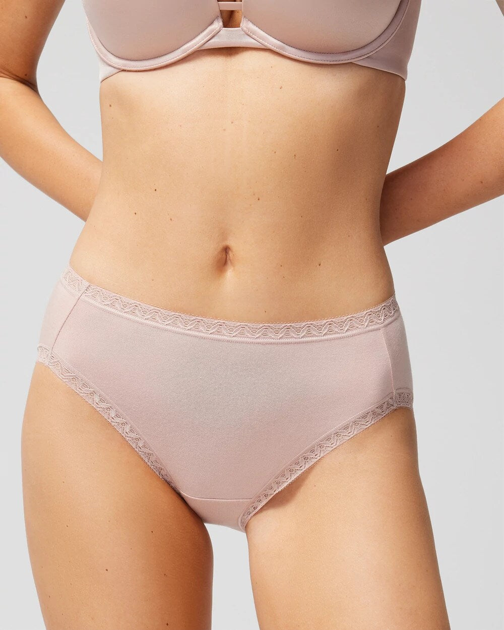 Soma Cotton High-Leg Brief Panty with Lace Trim