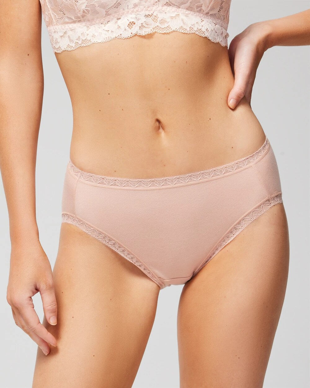 Soma Cotton High-Leg Brief Panty with Lace Trim