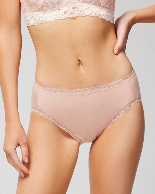 Soma Cotton High-Leg Brief Panty with Lace Trim