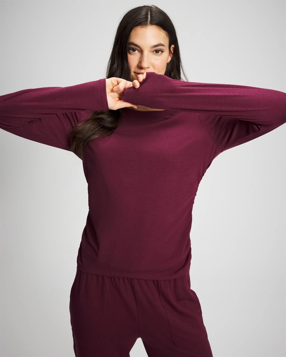Soma Ruched Long Sleeve Pajama Tee