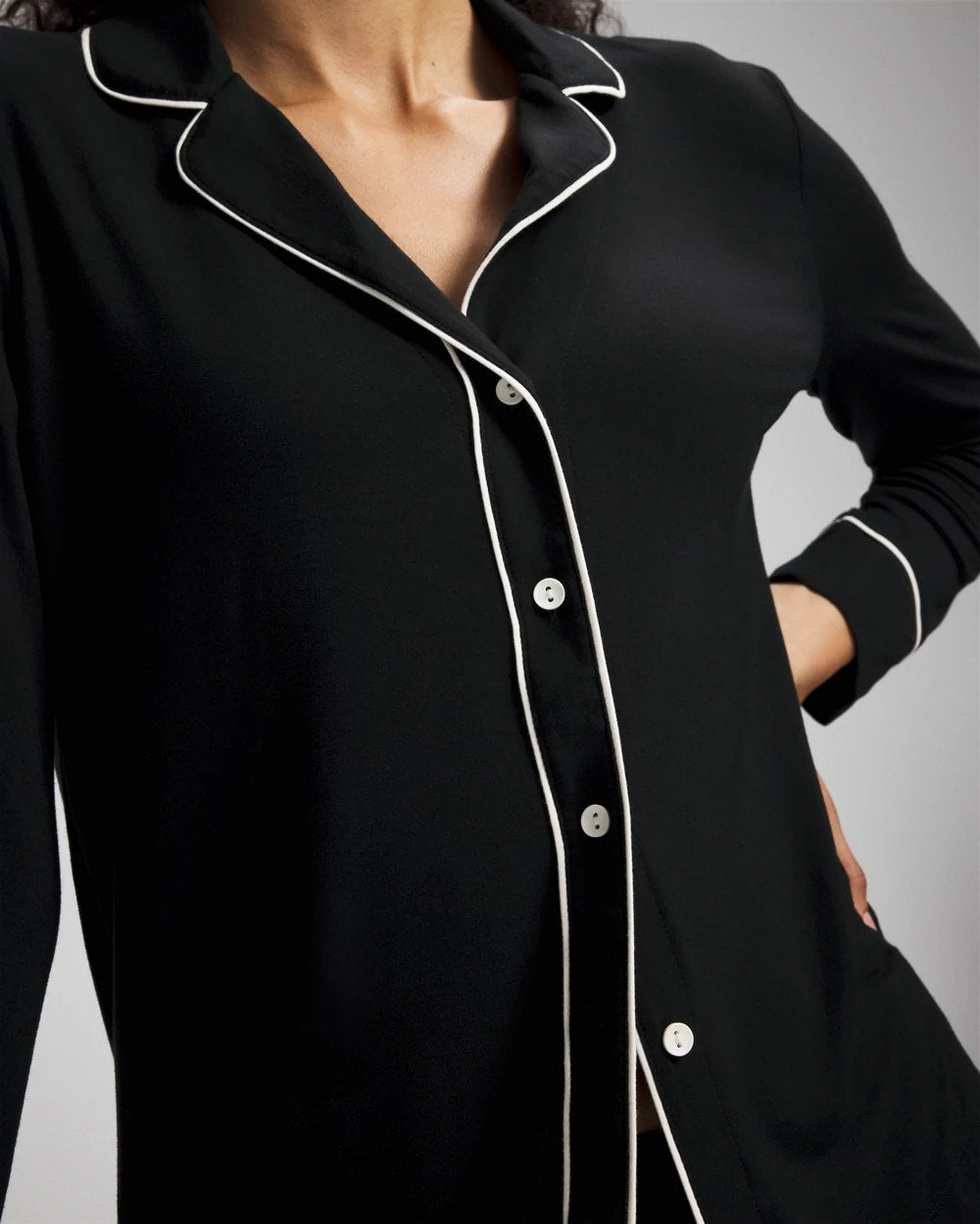 Soma Long-Sleeve Notch Collar Pajama Top