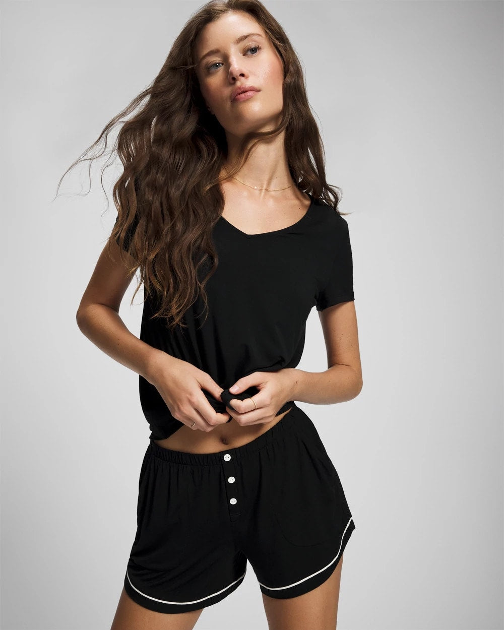 Soma Solid Piped Pajama Shorts