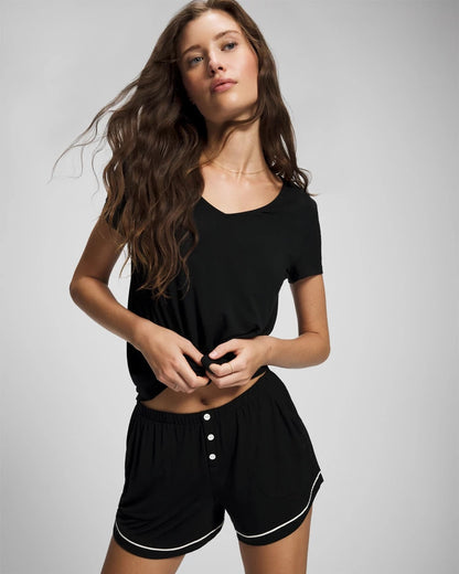 Soma Solid Piped Pajama Shorts