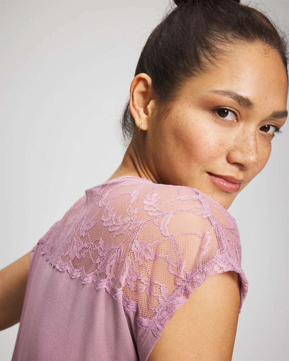 Soma Short Sleeve Lace Pajama Tee