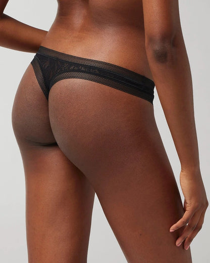 Soma Soma Thong Panty with Stretch Lace