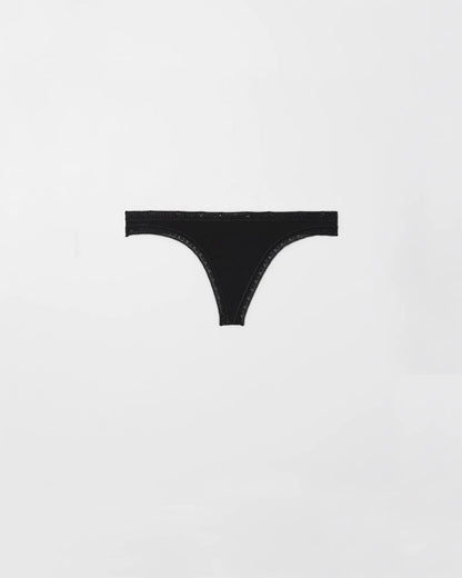 Soma Cotton Thong Panty with Lace Trim
