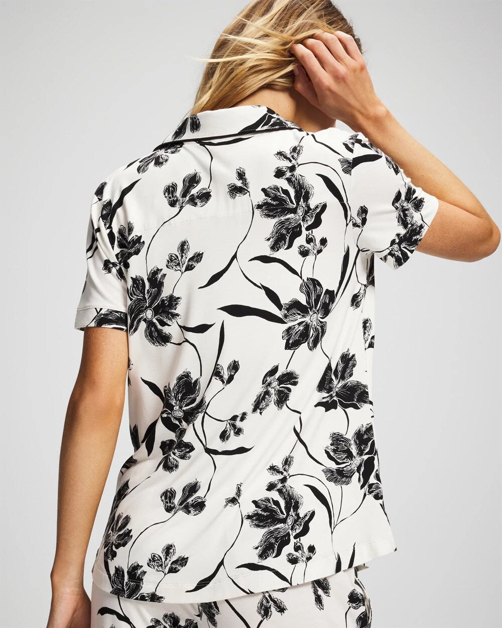 Soma Piped Short Sleeve Notch Collar Pajama Top