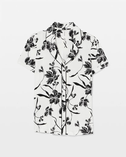 Soma Piped Short Sleeve Notch Collar Pajama Top