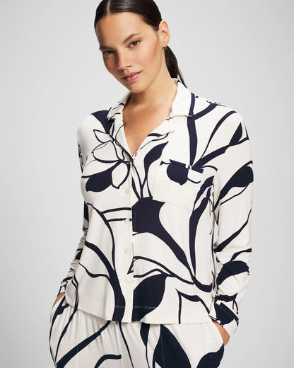 Soma Long-Sleeve Notch Collar Pajama Top