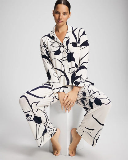 Soma Long-Sleeve Notch Collar Pajama Top