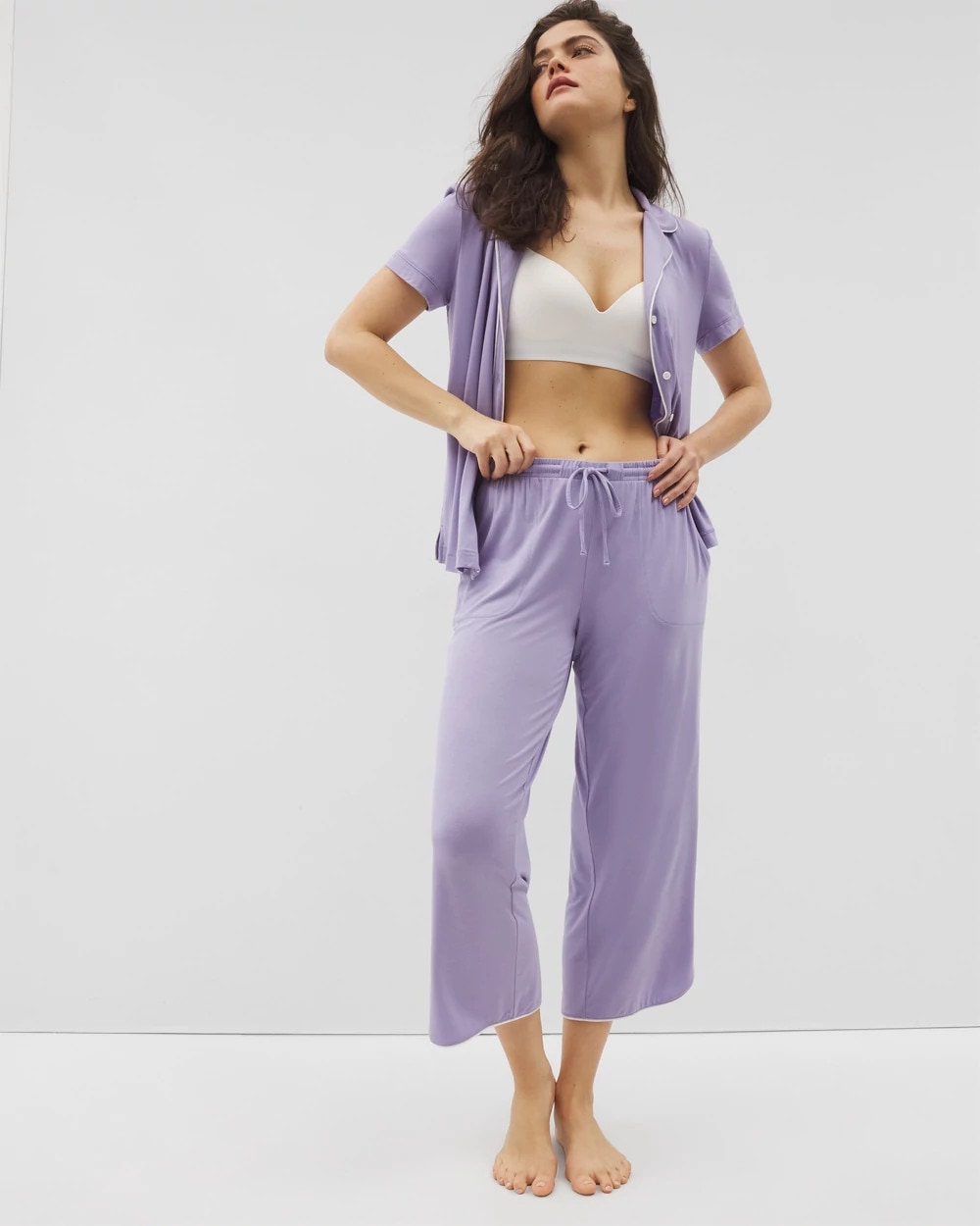 Soma Solid Piped Crop Pajama Pant