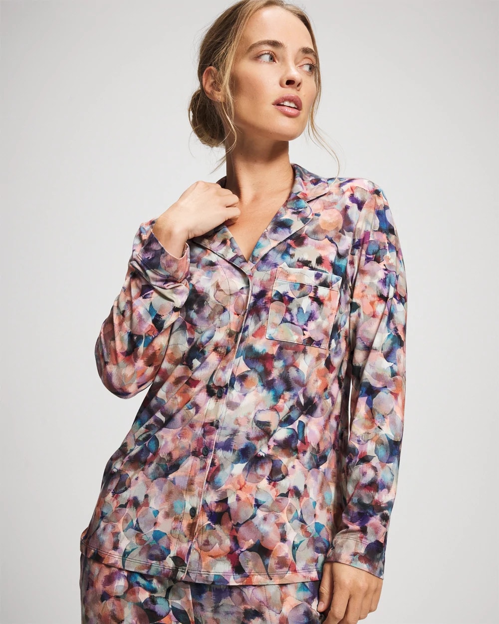 Soma Long-Sleeve Notch Collar Pajama Top