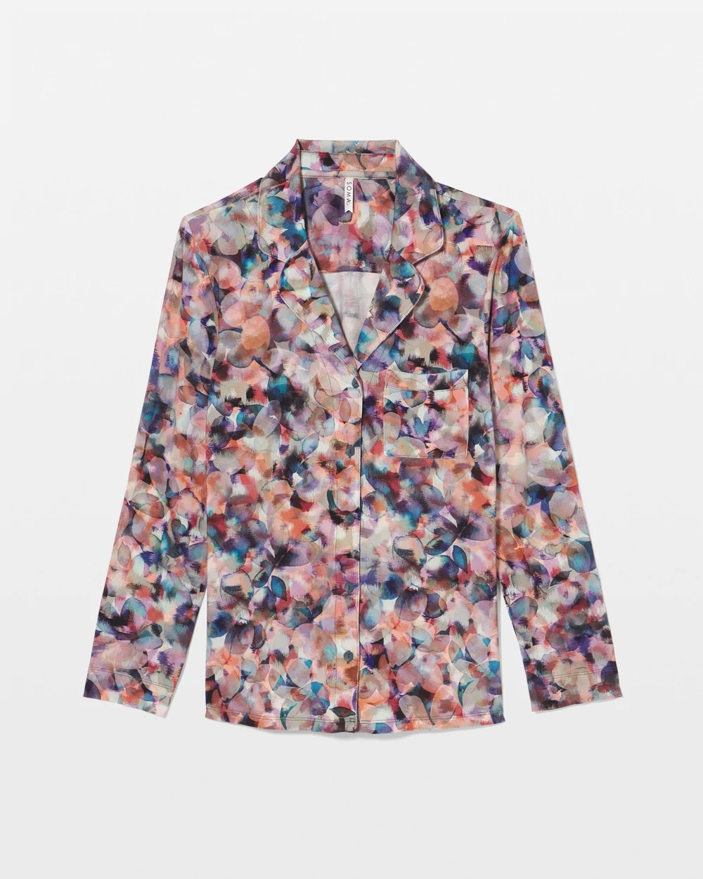 Soma Long-Sleeve Notch Collar Pajama Top