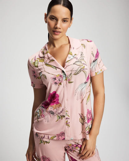Soma Printed Short Sleeve Notch Collar