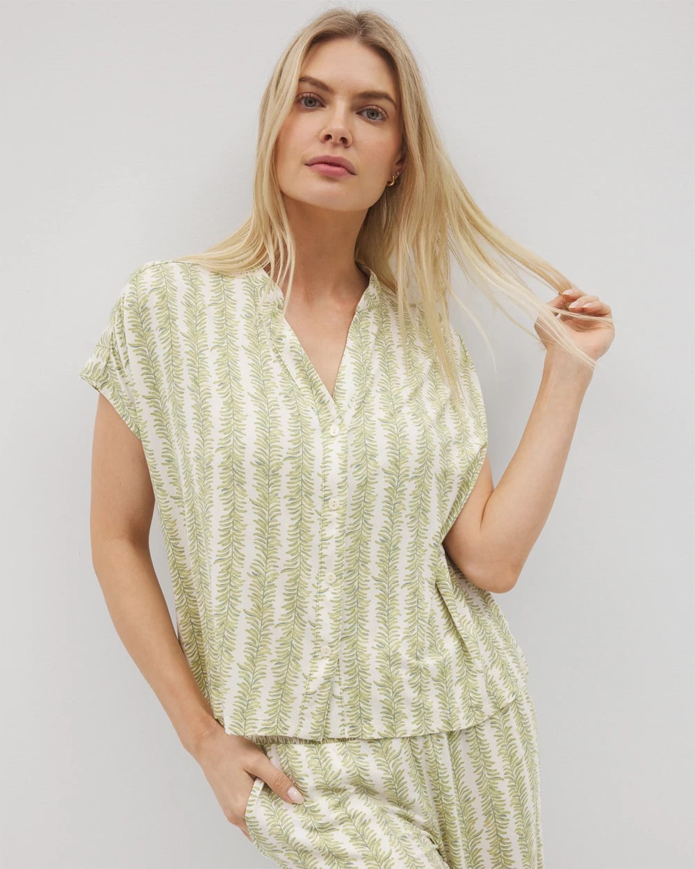 Soma Mandarin Collar Short Sleeve Pajama Top