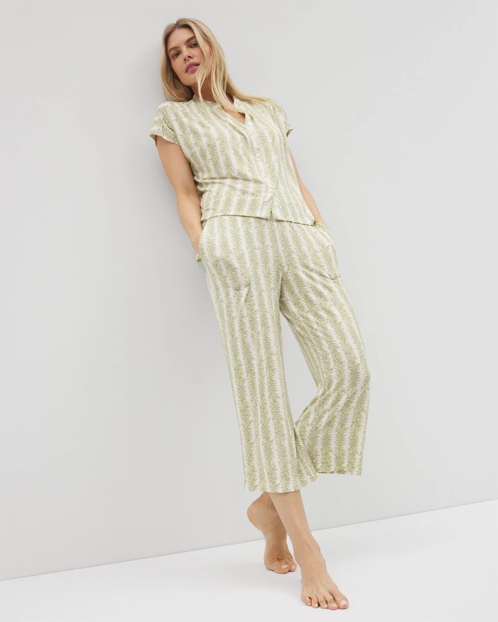 Soma Mandarin Collar Short Sleeve Pajama Top