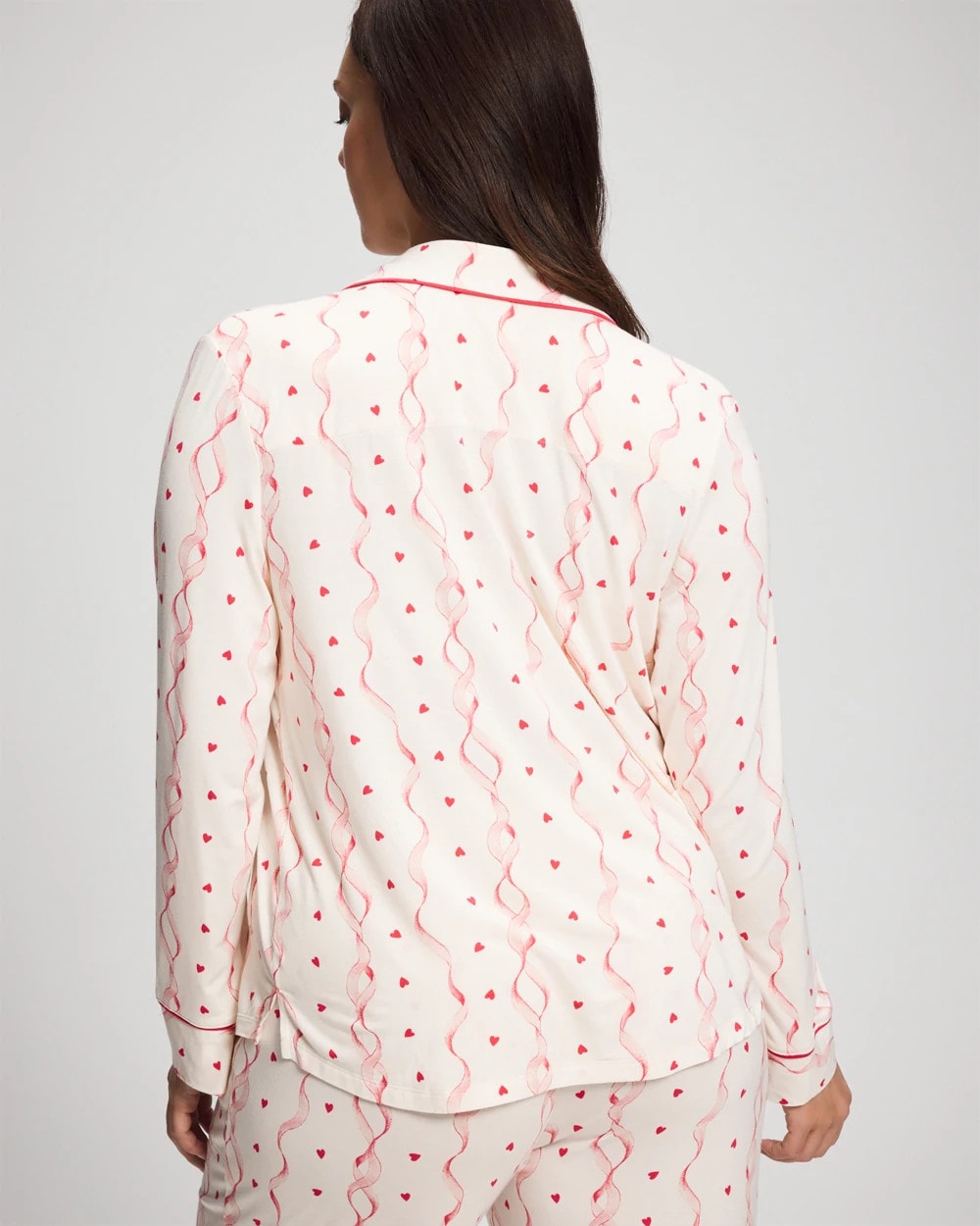 Soma Cool Nights Long Sleeve Notch Collar with Piped Placket Pajama Top