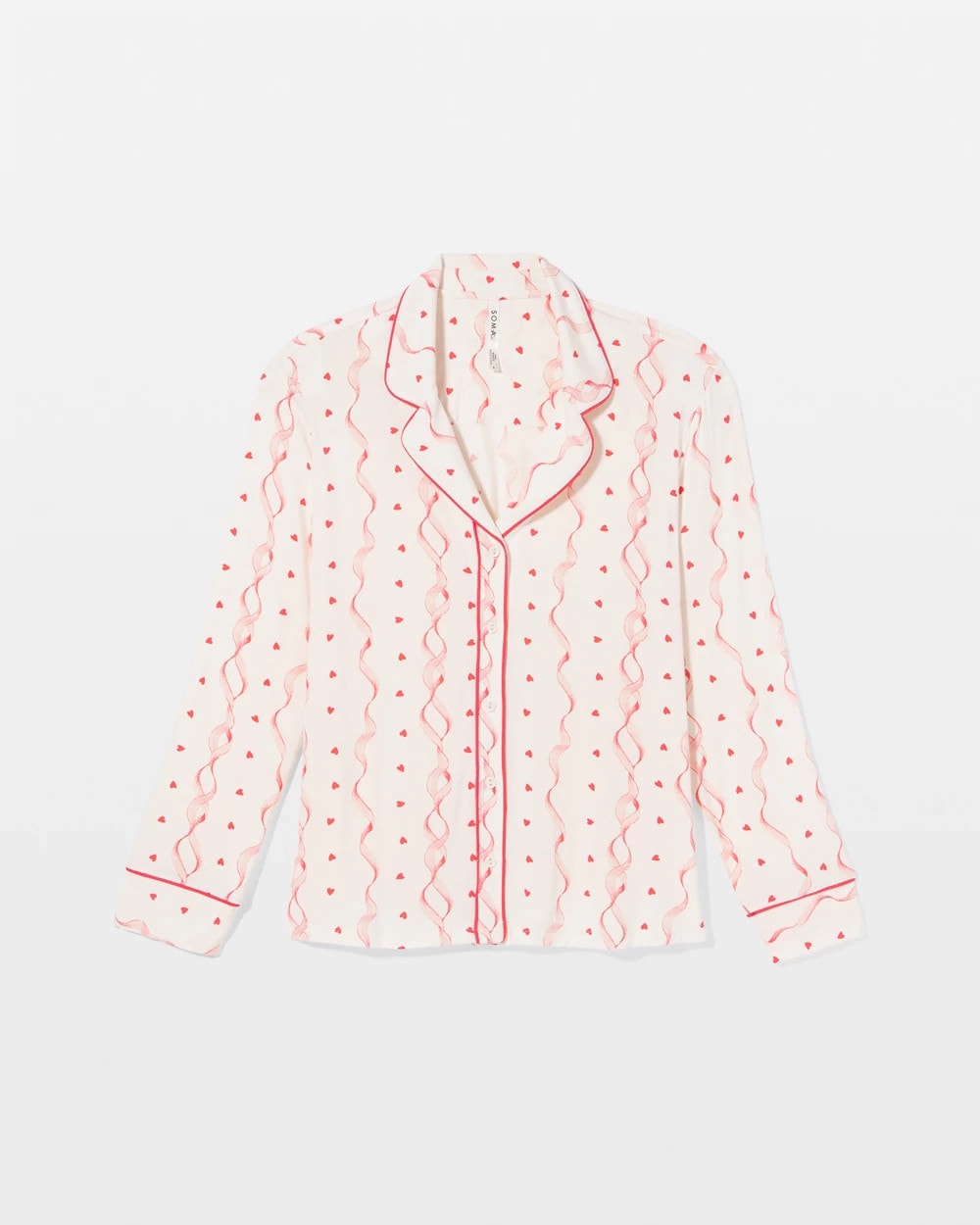 Soma Cool Nights Long Sleeve Notch Collar with Piped Placket Pajama Top