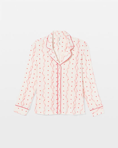 Soma Cool Nights Long Sleeve Notch Collar with Piped Placket Pajama Top