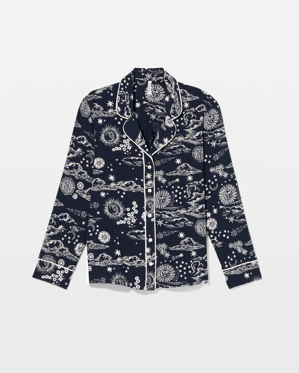 Soma Cool Nights Long Sleeve Notch Collar with Piped Placket Pajama Top