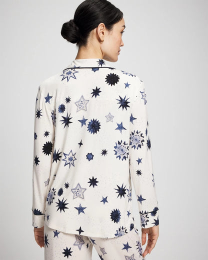 Soma Cool Nights Long Sleeve Notch Collar with Piped Placket Pajama Top
